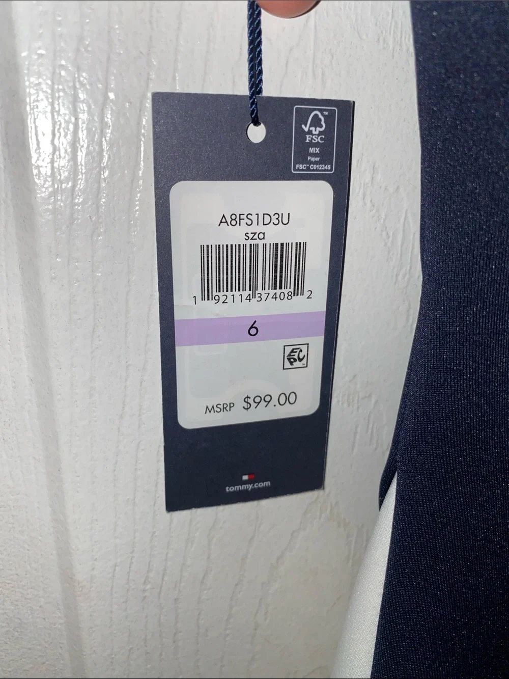Tommy Hilfiger Navy and White Asymmetric